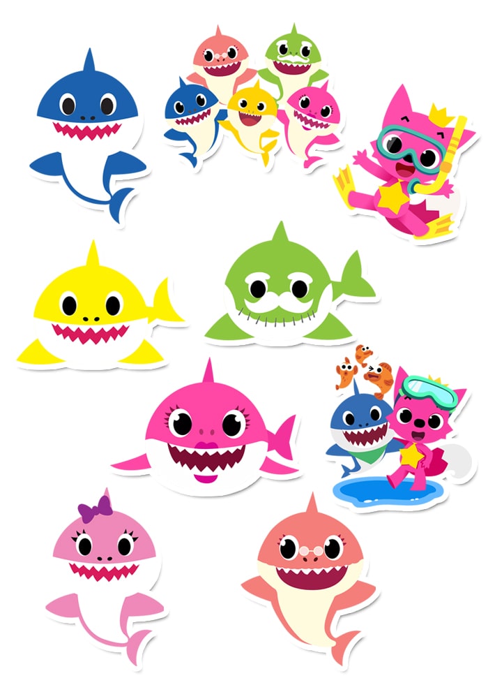 Pack of 24 Baby shark Theme Stickers Pack for decoration