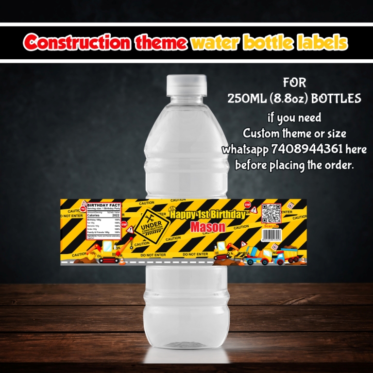 Under construction theme Bottle stickers