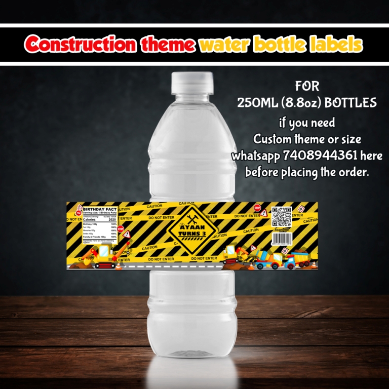 Under construction theme Bottle stickers