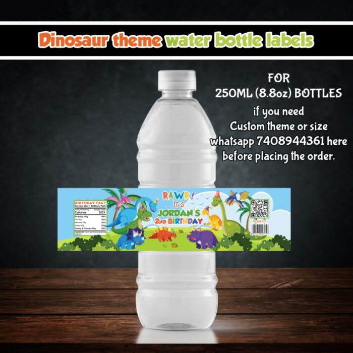 Dinosaur theme Bottle stickers