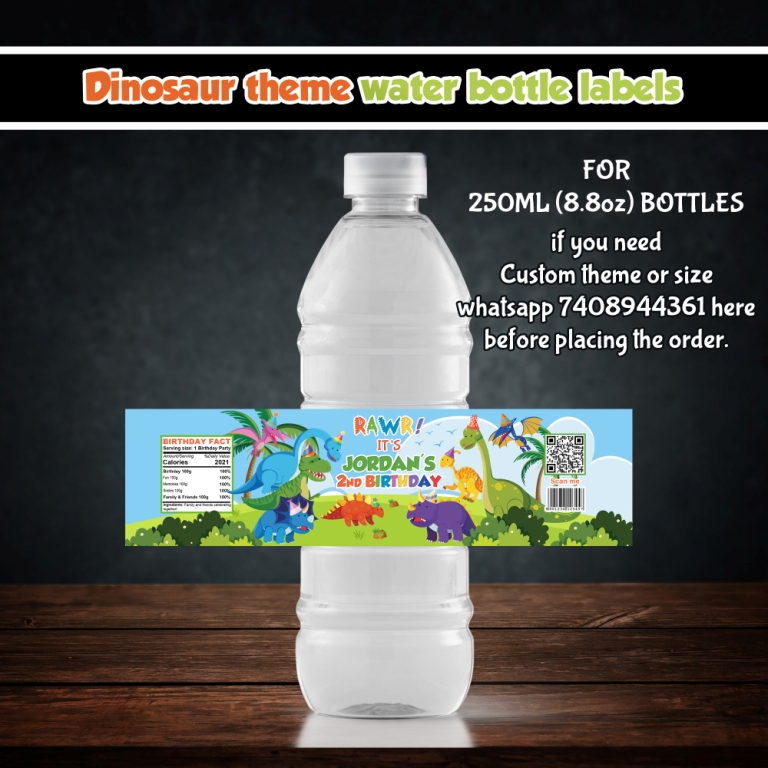 Dinosaur theme Bottle stickers