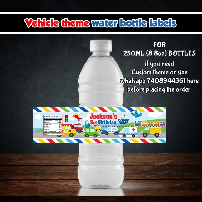 Vehicle theme Bottle stickers