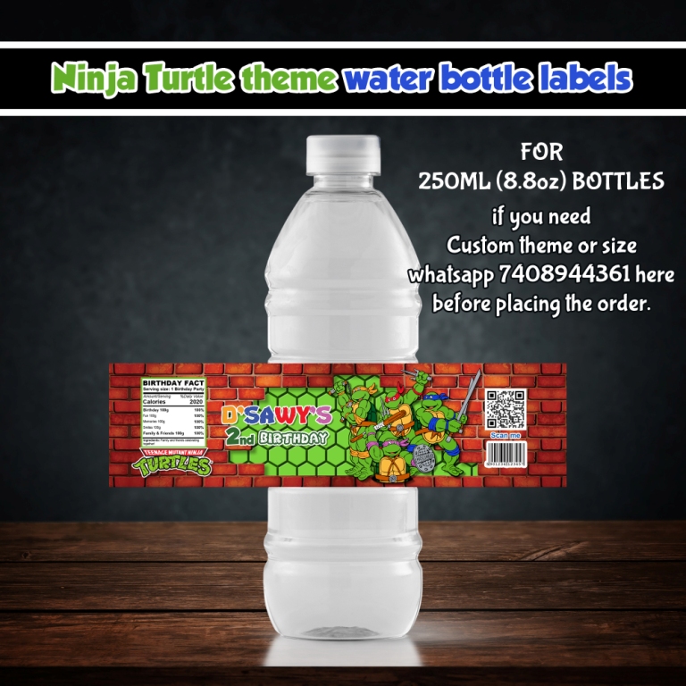 Ninja turtle theme Bottle stickers