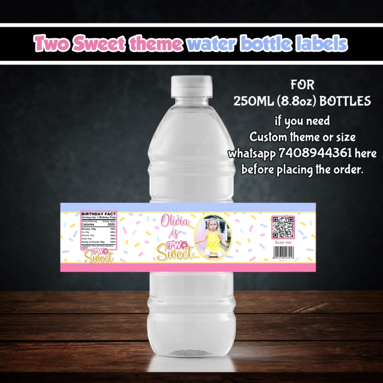 Too sweet theme Bottle stickers