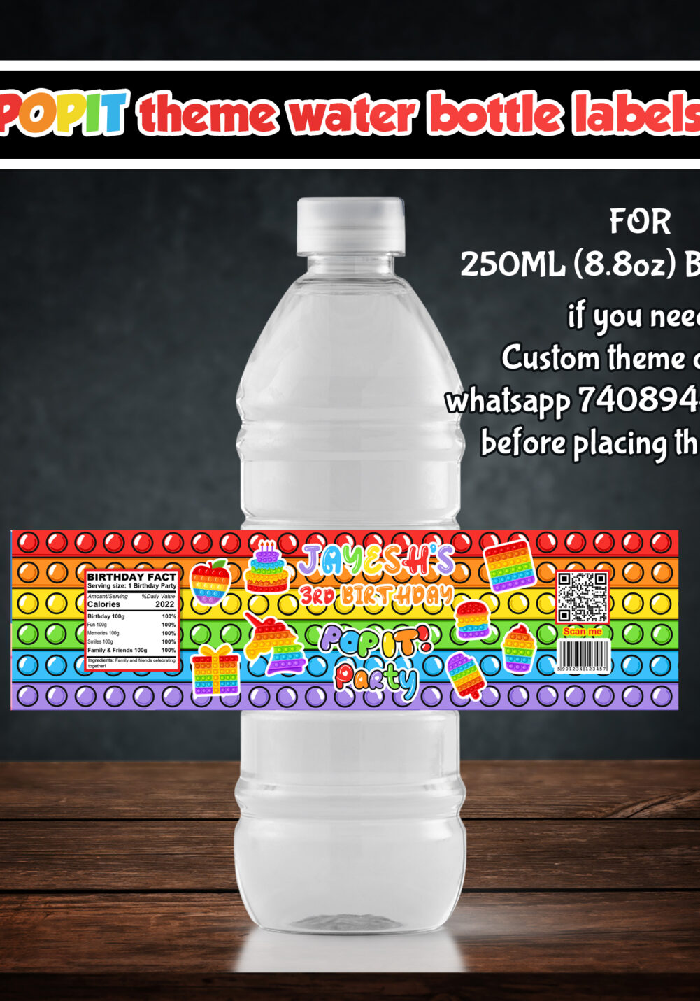 Popit theme Bottle stickers
