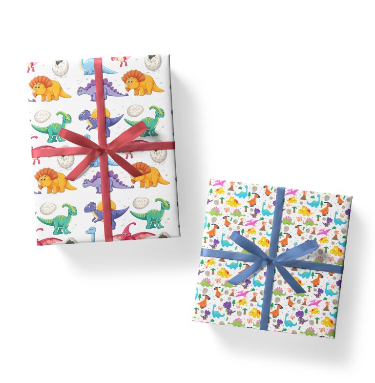 dinosaur theme gift wrapping paper
