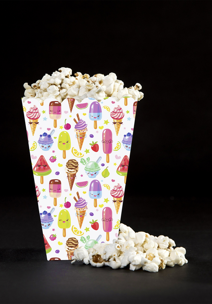 ice cream theme popcorn box printed
