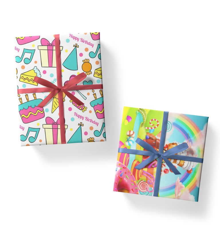 Candy land theme gift wrap for gifts 