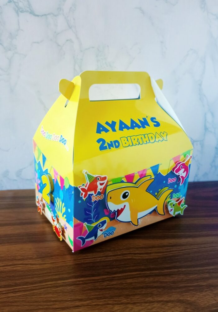 baby shark snack box, gable box, meal box, gift box for birthday return gifts