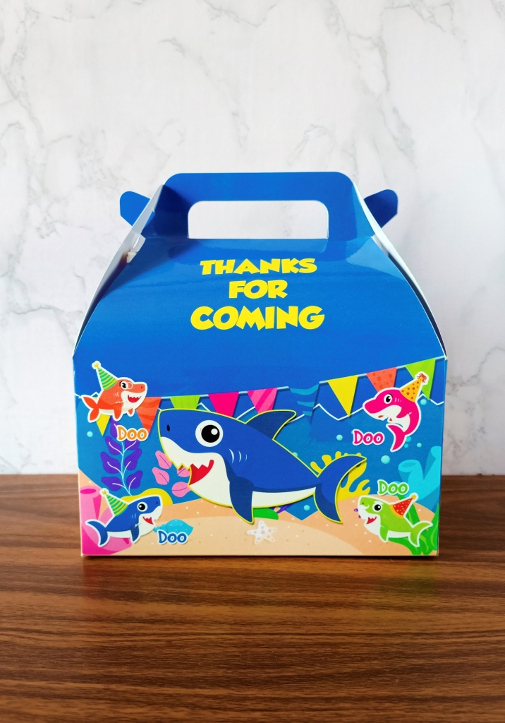 baby shark snack box, gable box, meal box, gift box for birthday return gifts