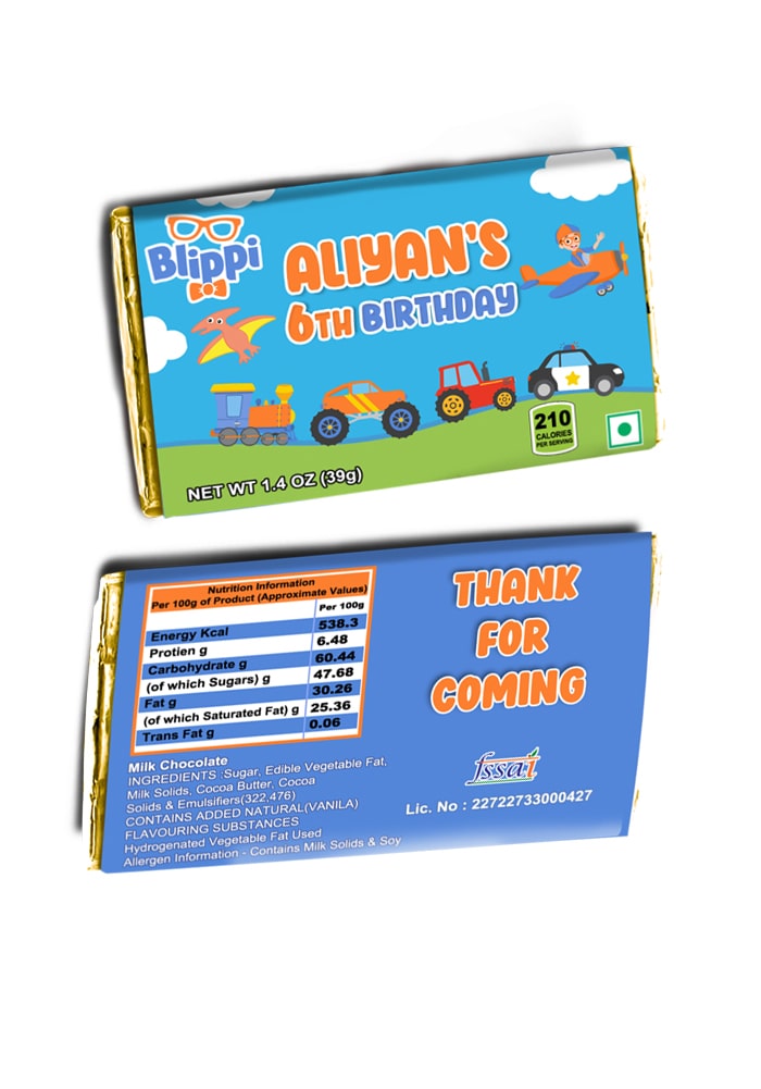 Blippi theme chocolates for birthday