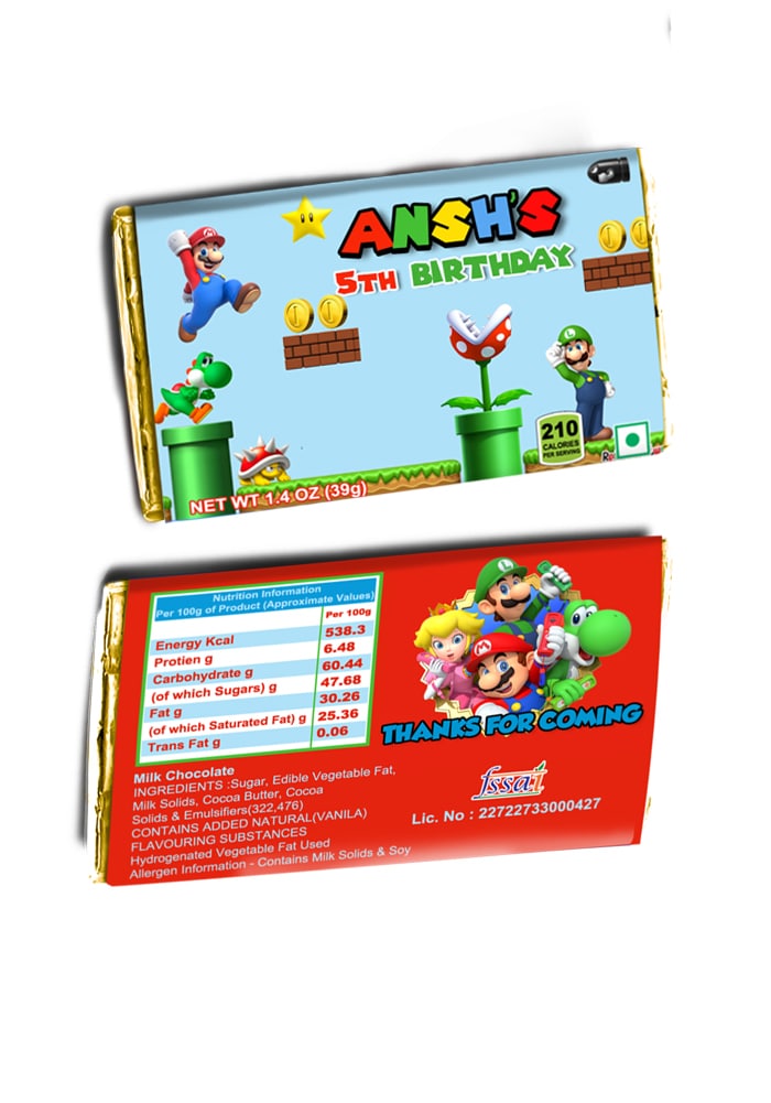 Super Mario theme birthday party favors