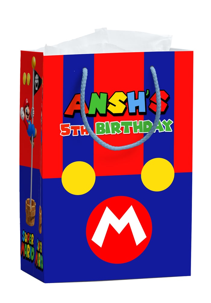 super mario theme paper bag gift bag, party supplies