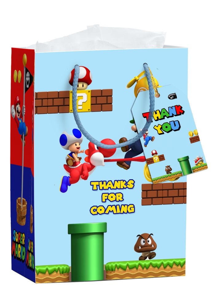 super mario theme paper bag gift bag, party supplies