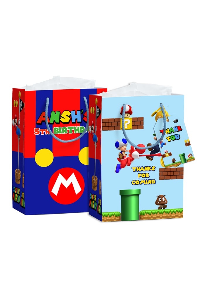 super mario theme paper bag gift bag, party supplies