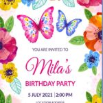 Butterfly Theme Birthday Invites
