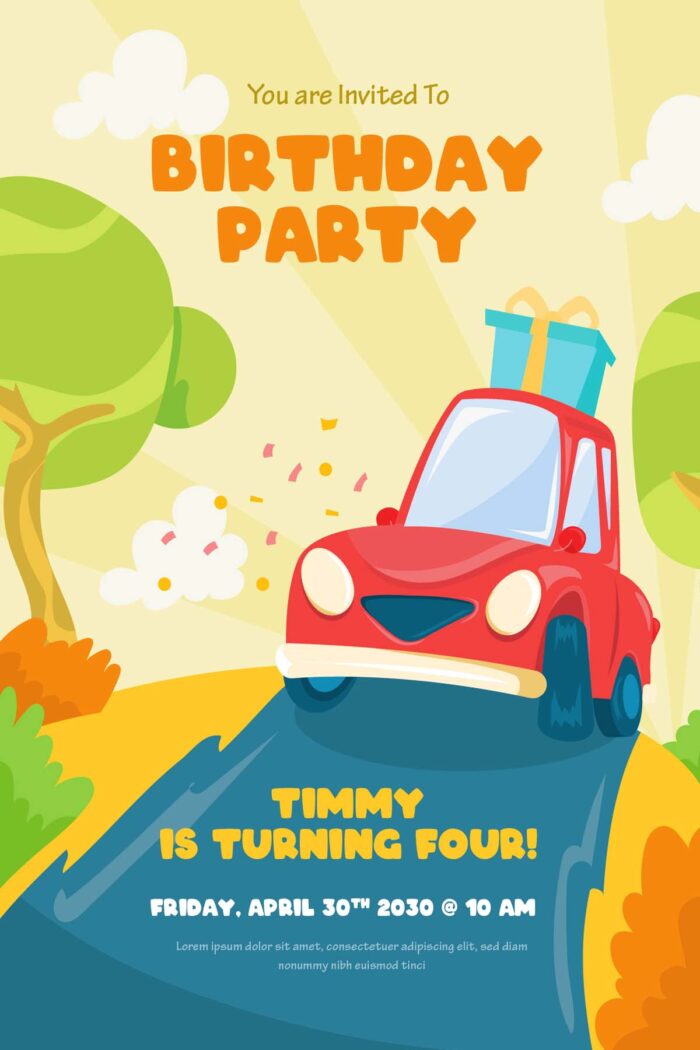 Cars Theme Birthday Invites