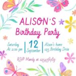 Butterfly Theme Birthday Invites