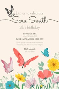 Butterfly Theme Birthday Invites