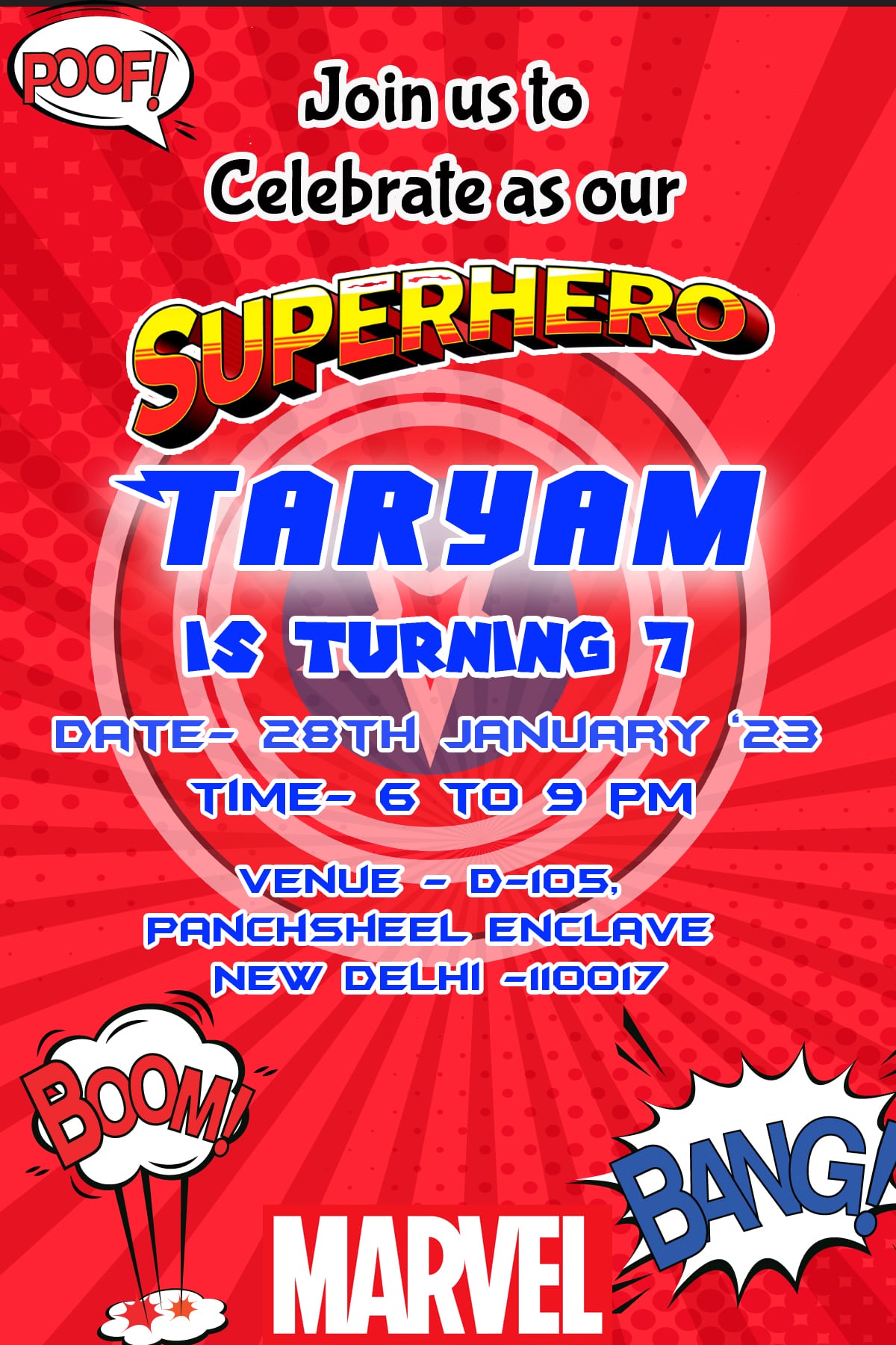 Pack of 10 Super heroes Theme Birthday Invites