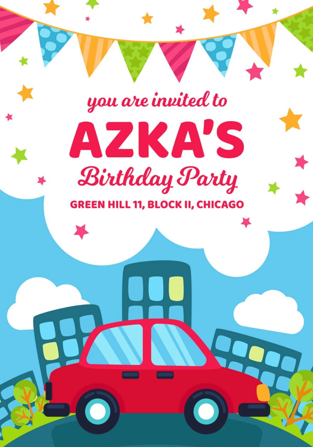 Cars Theme Birthday Invites