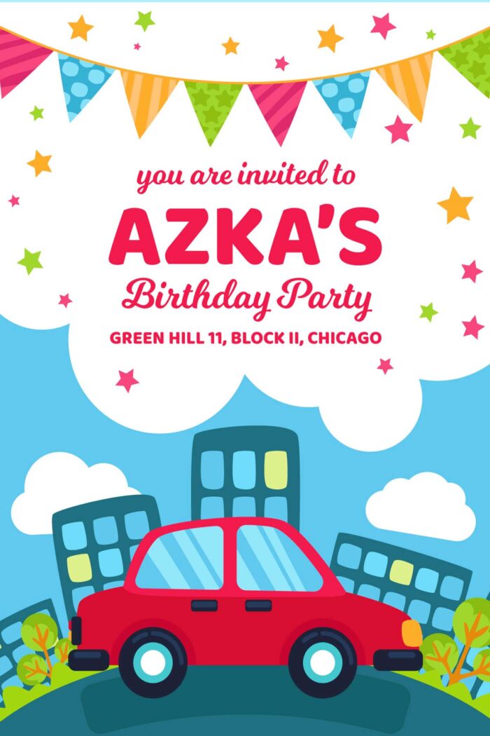 Cars Theme Birthday Invites