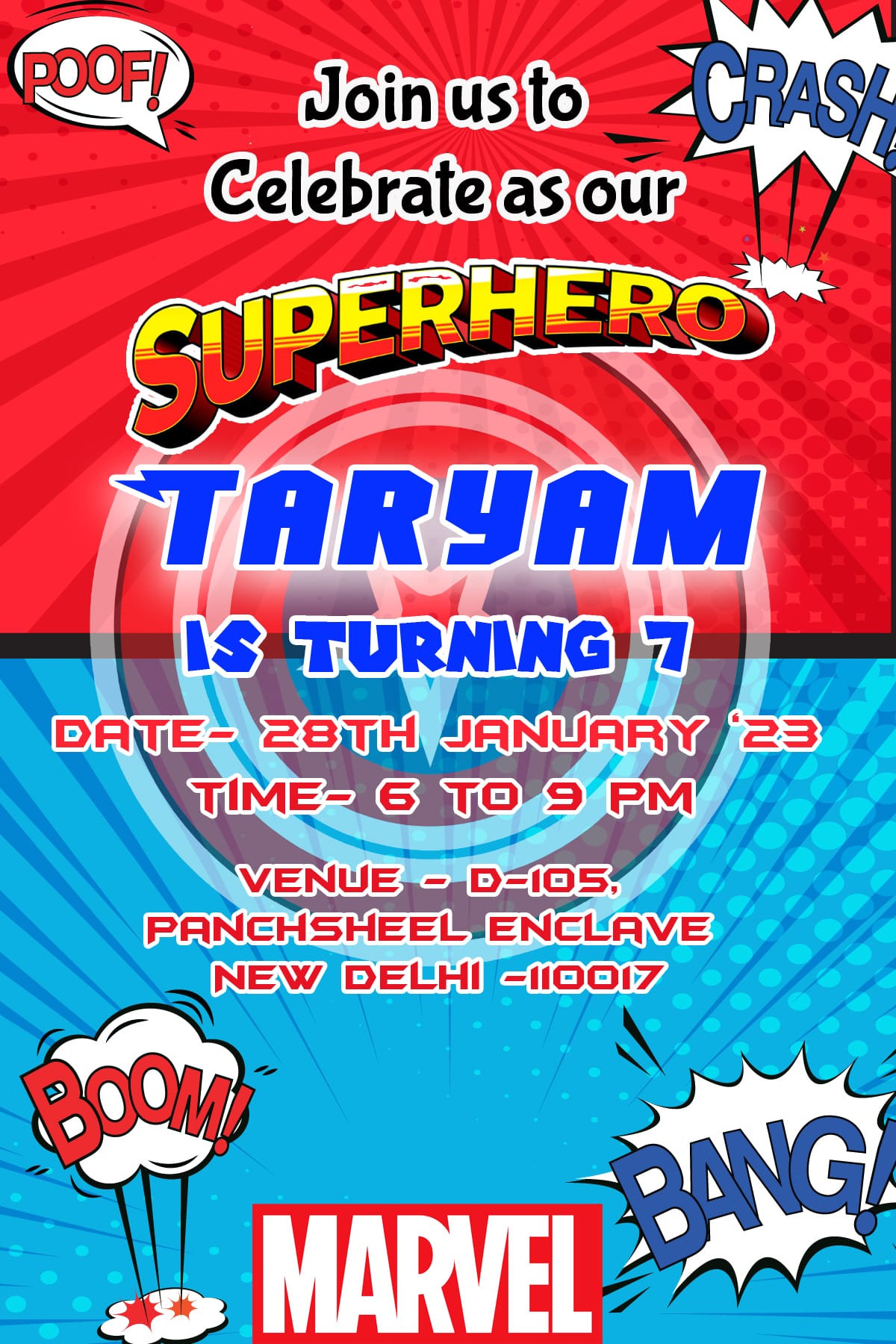 Super heroes Theme Birthday Invites