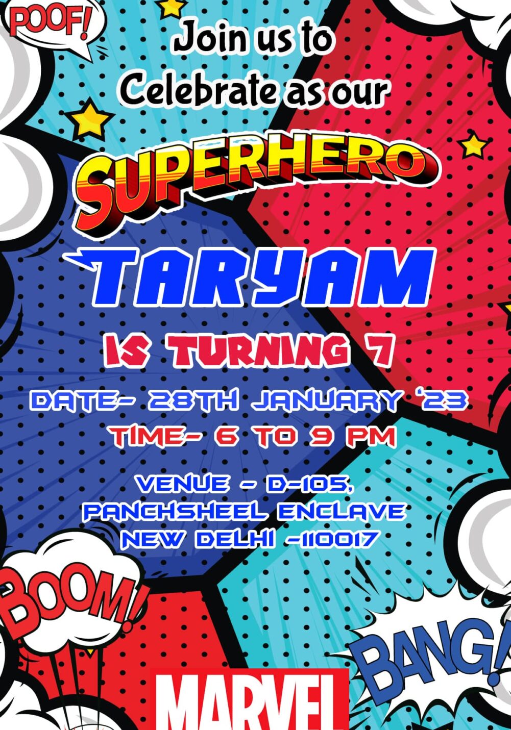 Super heroes Theme Birthday Invites