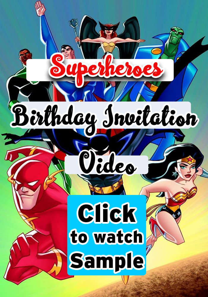Super heroes theme Birthday Invitation Video