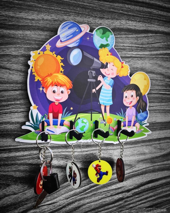 space theme wooden key holder hooks hanger