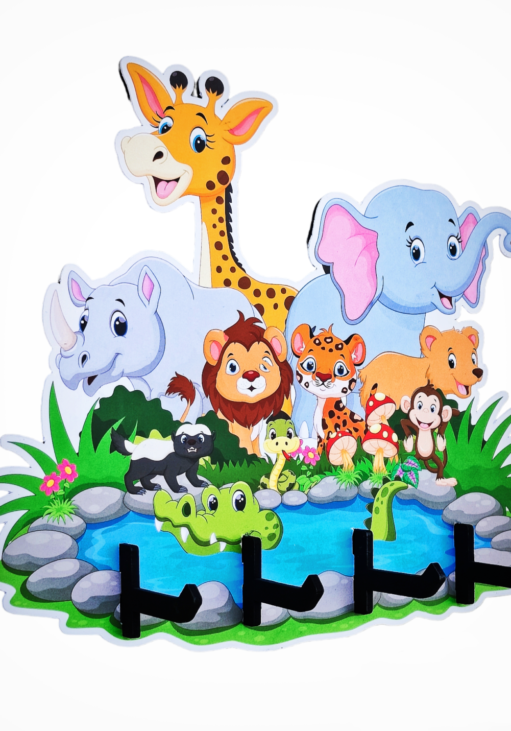 Wooden Animal theme key holder for kids Birthday Return gift