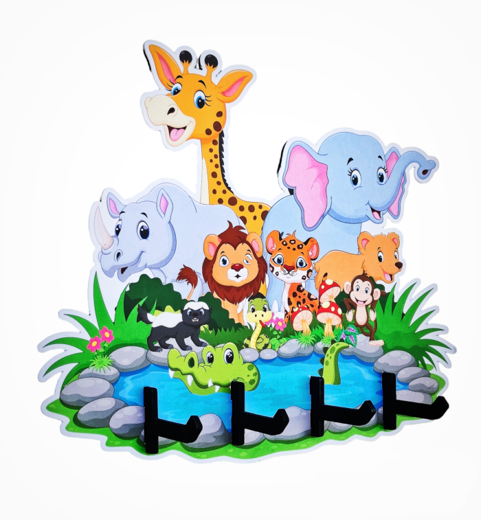 Wooden Animal Jungle theme key holder for kids Birthday Return gift