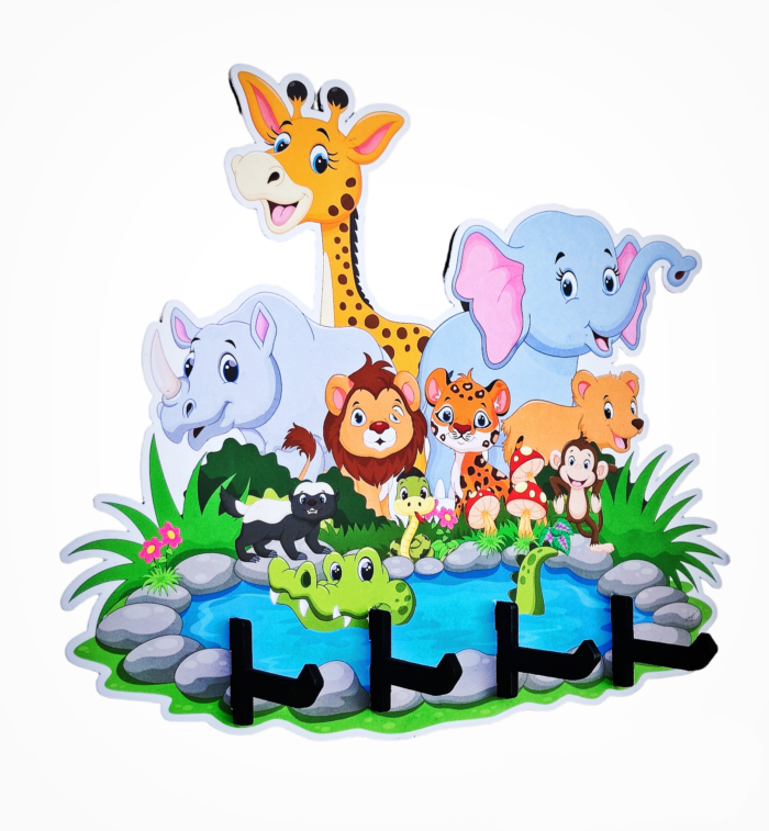 Wooden Animal theme key holder for kids Birthday Return gift