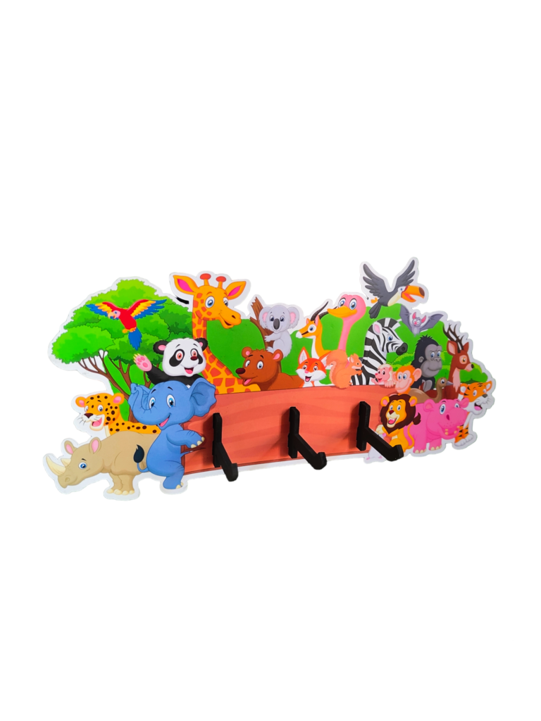 animal theme wooden key holder for birthday return gifts 