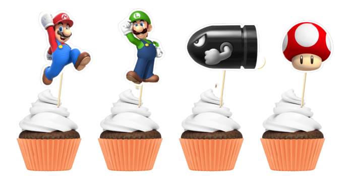 Super Mario Theme Cup Cake Toppers