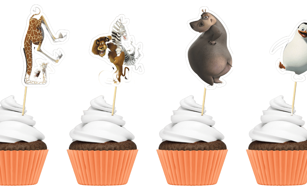 Madagascar movieTheme Cup Cake Toppers