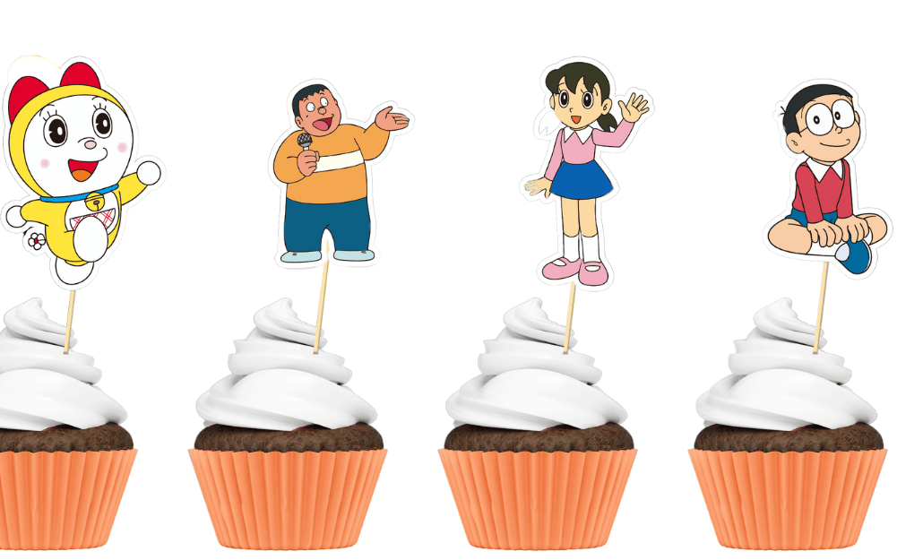 Doraemon theme cupcake topper