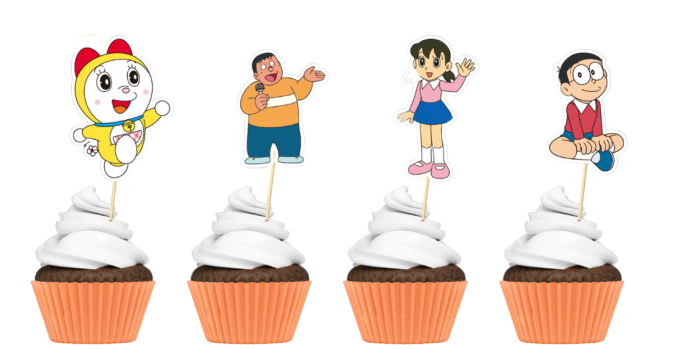 Doraemon theme cupcake topper