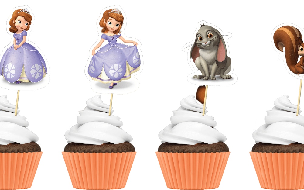  Sofia the first Theme Cup Cake Toppers