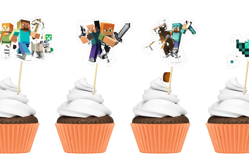 Minecraft theme cupcake topper