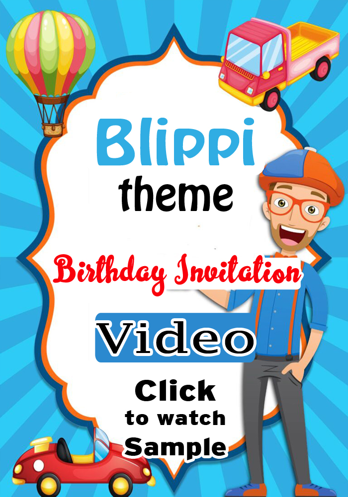 blippi theme birthday invitation video