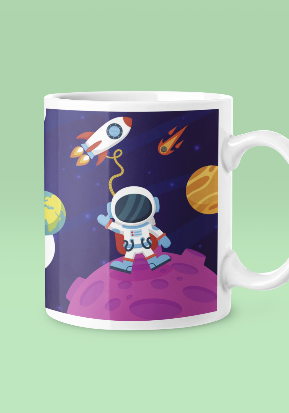 Astronaut theme colorful coffee mug