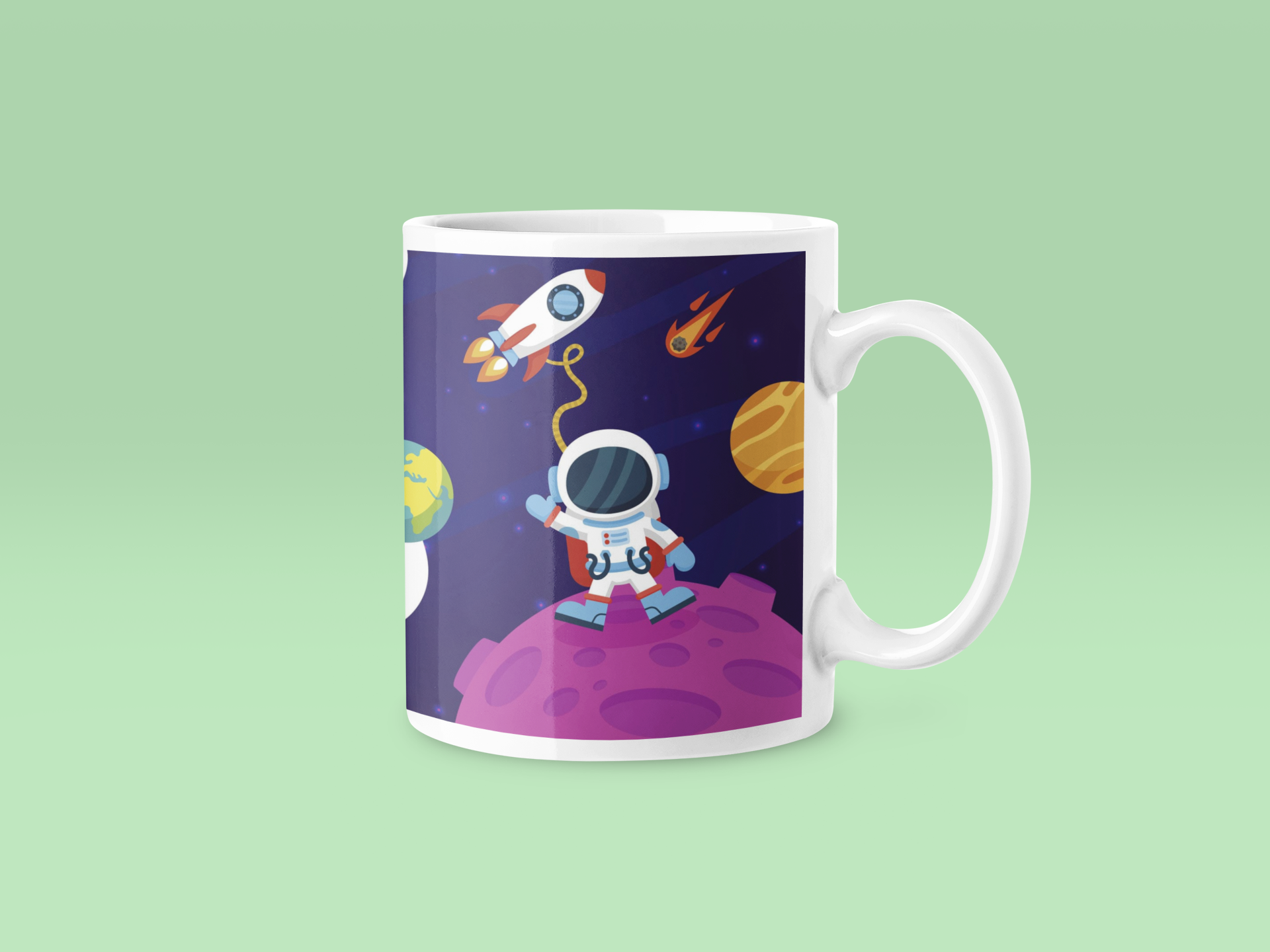 Astronaut theme colorful coffee mug