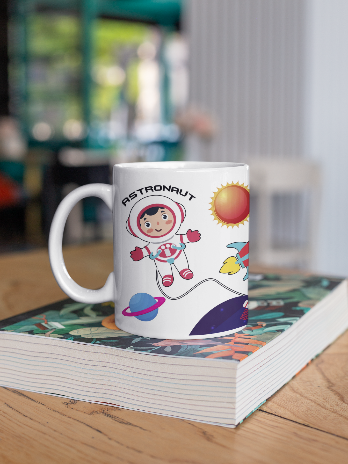 Astronaut theme colorful coffee mug