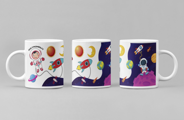 Astronaut theme colorful coffee mug
