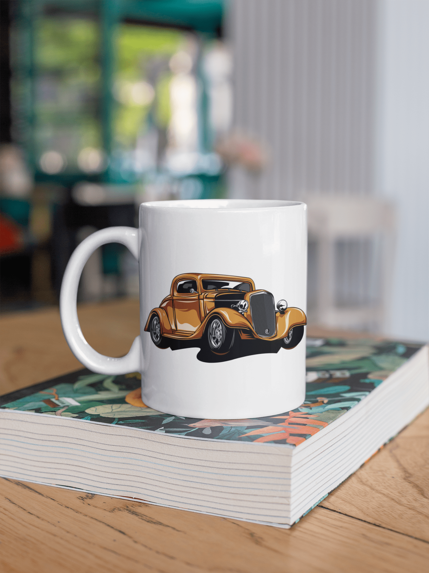 Brown car printed coffee mug
