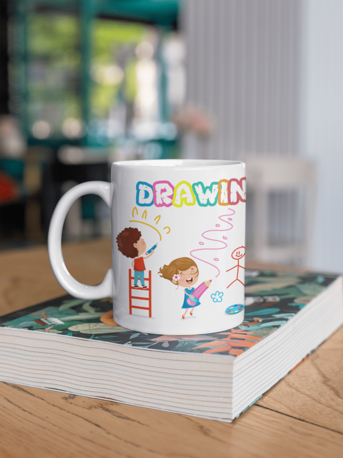 DRAWING HAPPINESS theme coffee mug