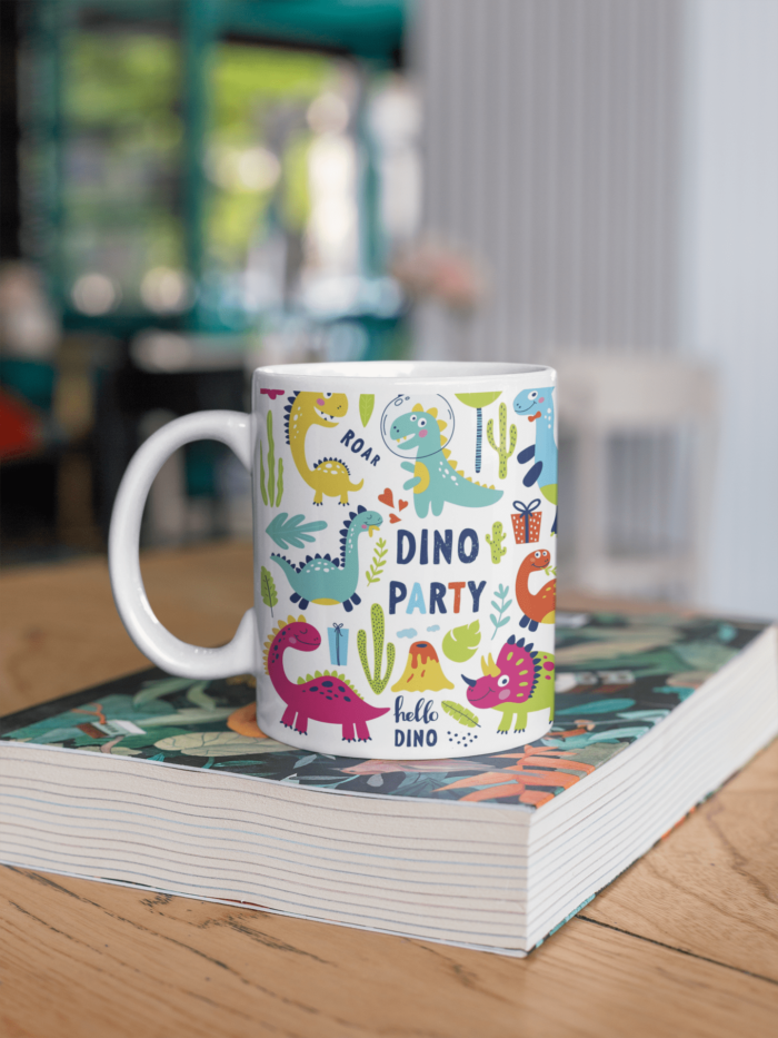 Dinosaurs party print coffee mug