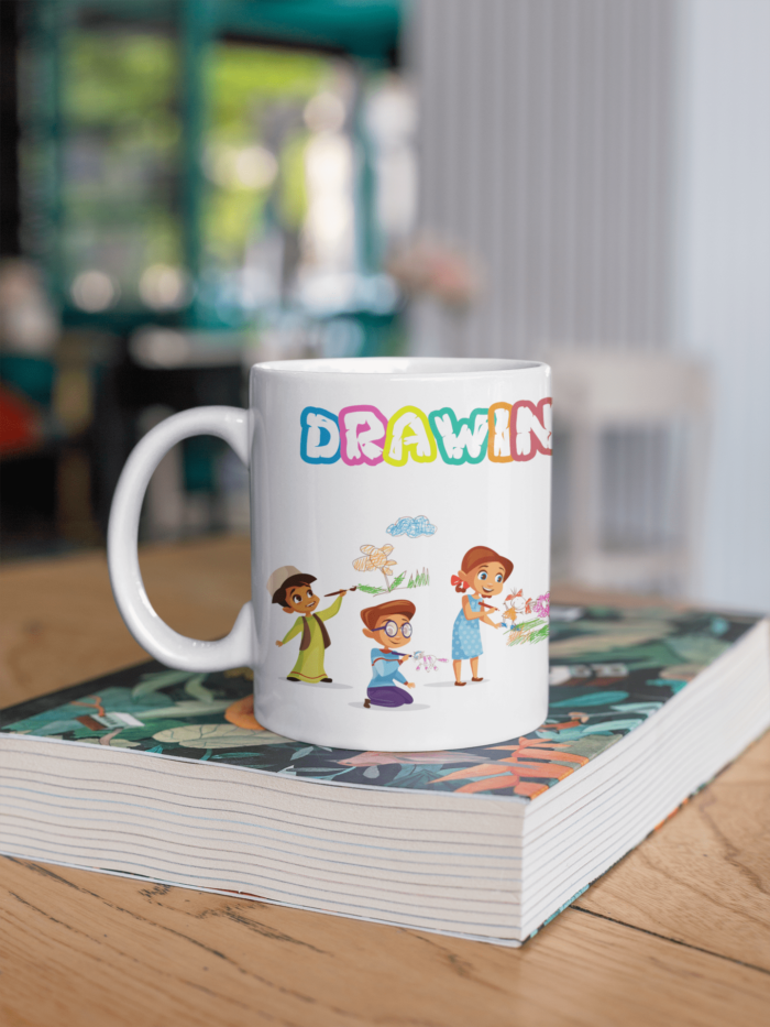 Girls and Boys drawing theme coffee mug