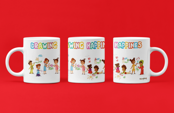 Girls and Boys drawing theme coffee mug